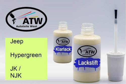 Jeep, Hypergreen, JK / NJK: 20ml Lackstift + 20ml Klarlack - Set, von ATW Autoteile West.